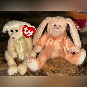 🐇🌸 Ty Attic Treasures Harper & Camelia Plush Duo – Ribbon Bow Collectible Pair